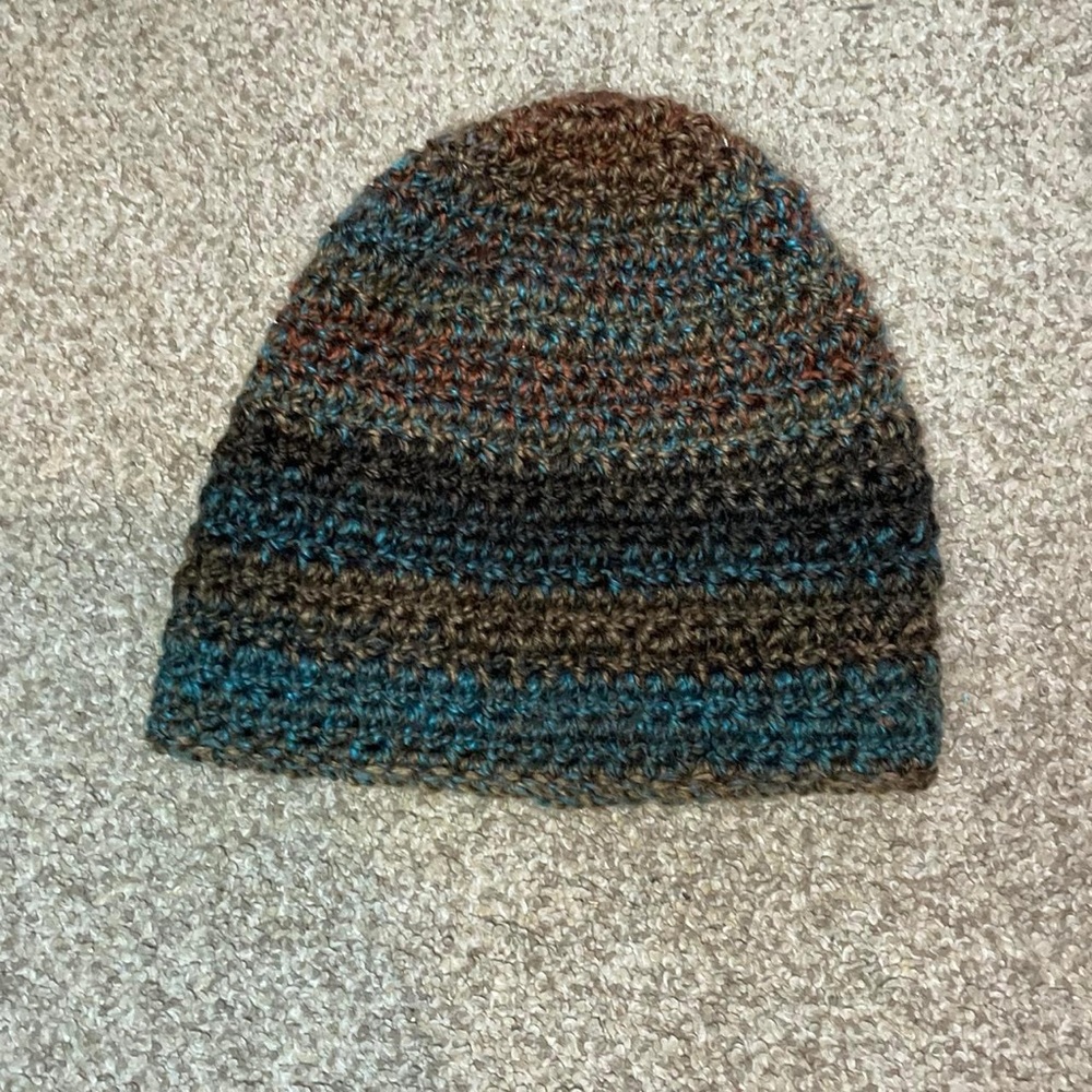 Handmade Knit Crochet Multicolor Beanie Hat - Picture 4 of 8